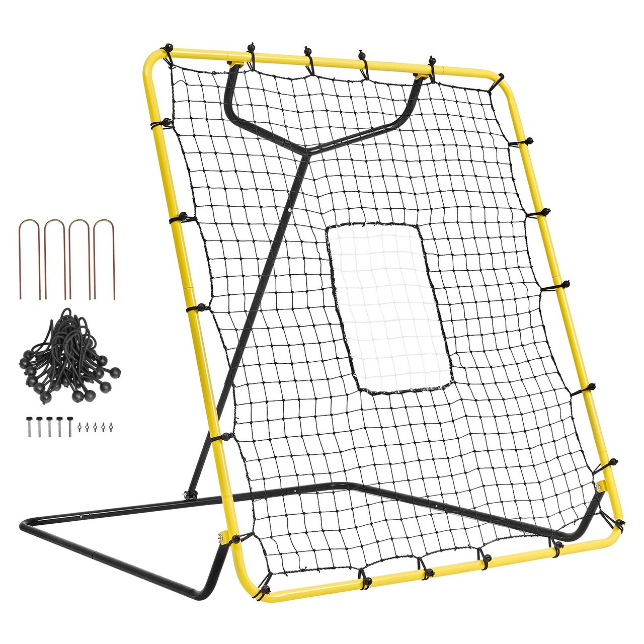 4x4.5 Feet Baseball and Softball Rebounder Net Pitch with Back Adjustable Angles